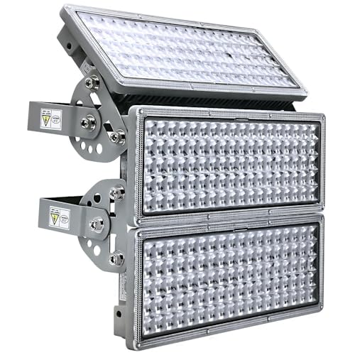 Kekeou 42000LM Stadium Lights Outdoor LED Flood Light 300W 6500K IP67 Waterproof 1500 Watt Equivalent with 3 Adjustable Heads Wider Lighting Angle