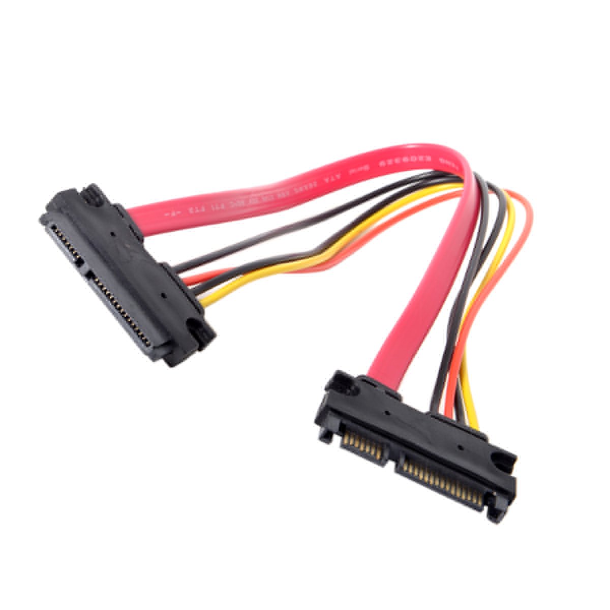 Cablecc SATA 3.0 7+15 22 Pin SATA Male to Female Data Power Extension Cable 30cm Red Color