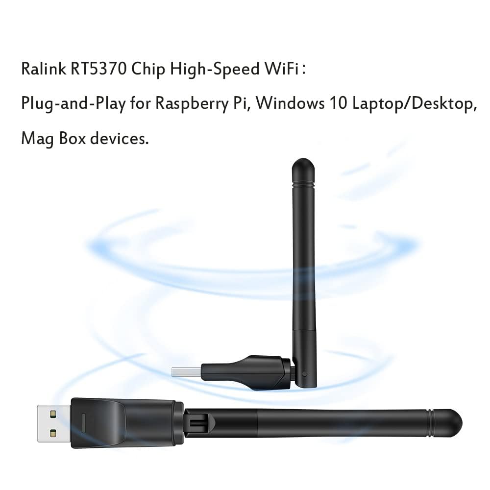 150Mbps USB WiFi Adapter for Raspberry Pi/Pi 2 3 4 Zero, LOTEKOO RT5370 Chip Wireless Network Card Adapter for Desktop Laptop Windows, MAC OS, Linux