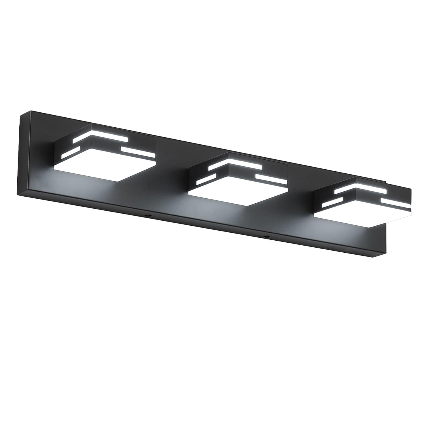 MKBNG 3-Light Modern Bathroom Vanity Light Fixtures, 24-Inch 350° Rotatable LED Vanity Lights Over Mirror, Matte Black Metal Wall Sconce with Acrylic
