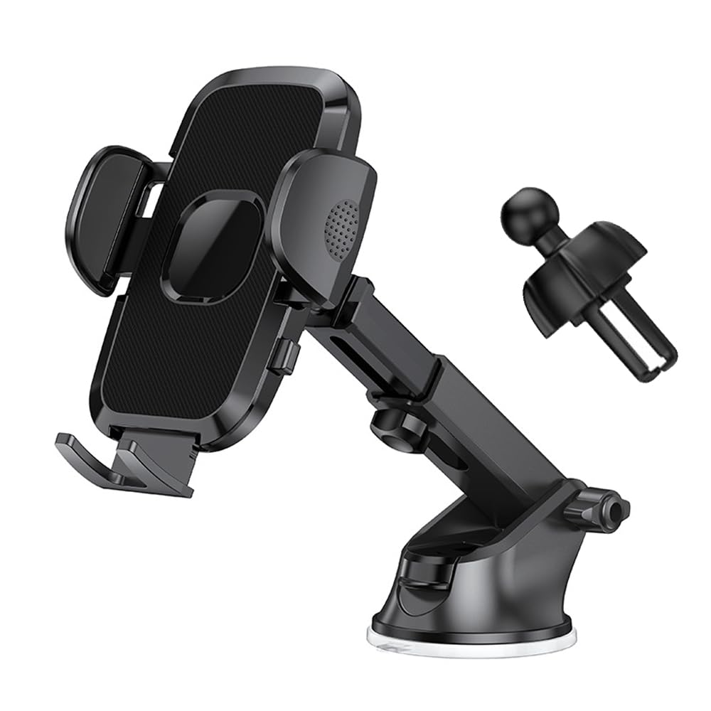 Deear Car Phone Holder Mount Cell Phone Automobile Cradles 3-in-1 Phone Mount Hands Free for Car Dashboard Windshield Air Vent Universal for iPhone