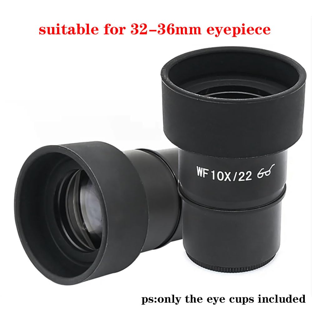 BOKWORE 2PCS Eyepiece Eye Cup Soft Rubber Eyepiece Cover Binocular Eye Cups Replacement for 34-36 mm Stereo Microscope (Flat Angle), black