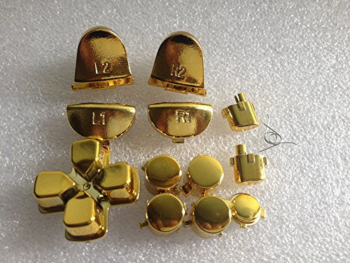 Gametown Chrome Plating Buttons Kit+ 2x Springs for PS4 Controller DualShock 4 Color Gold