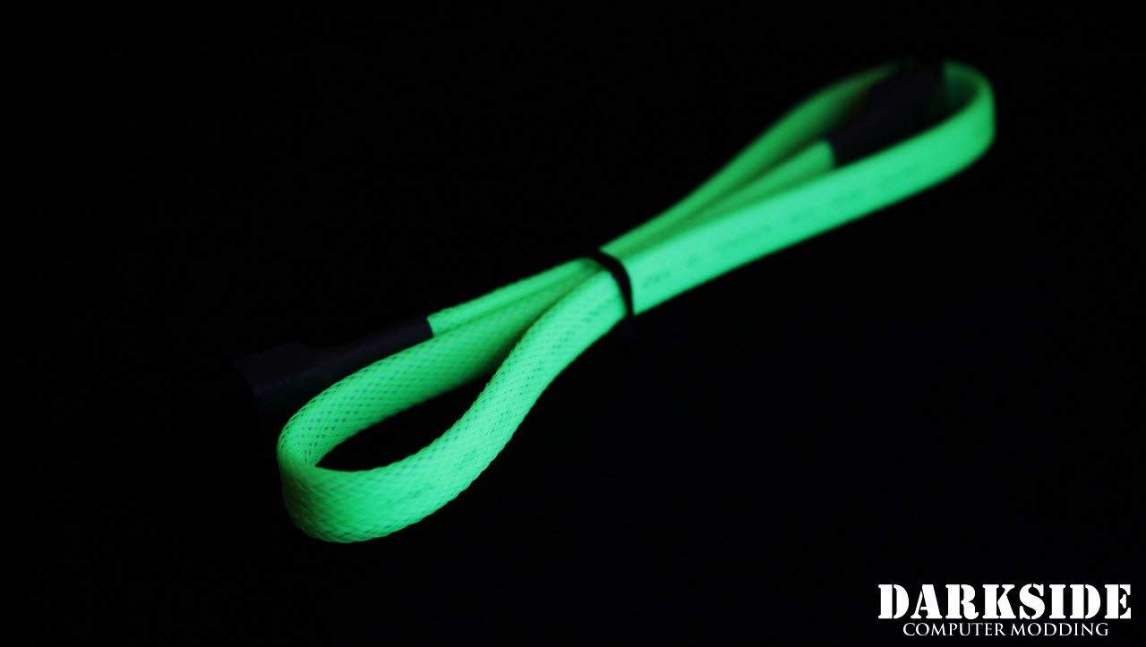 Darkside 45cm (18") SATA 3.0 180° to 180° Data Cable with Latch - Green UV (DS-0156)