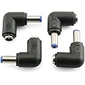 Longdex 4pcs 90 Degree 5.52.1 Mm Male Jack to 5.52.1MM Female Plug Right Angle L Shaped DC Power Connector Adapter for Laptop