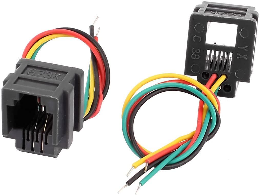 jing with Wires RJ11 Female Connector 6P4C PCB Socket Mount Telephone Connectors Grey - (10 Pcs)