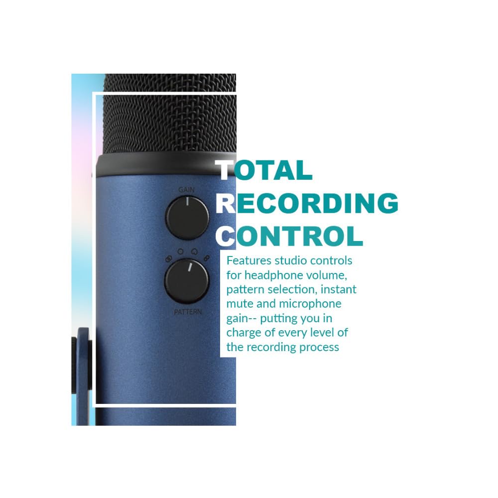 Knox Gear Blue Microphones Yeti USB Microphone (Midnight Blue) Bundle with Closed-Back Studio Monitor Headphones and Pop Filter for Broadcasting and