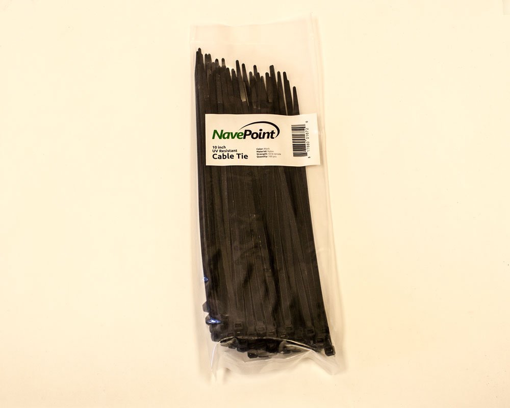 NavePoint 10 Inch Nylon UV Resistant Cable Wire Zip Tie 50 lbs - Black 500 Pack Lot Pcs Qty