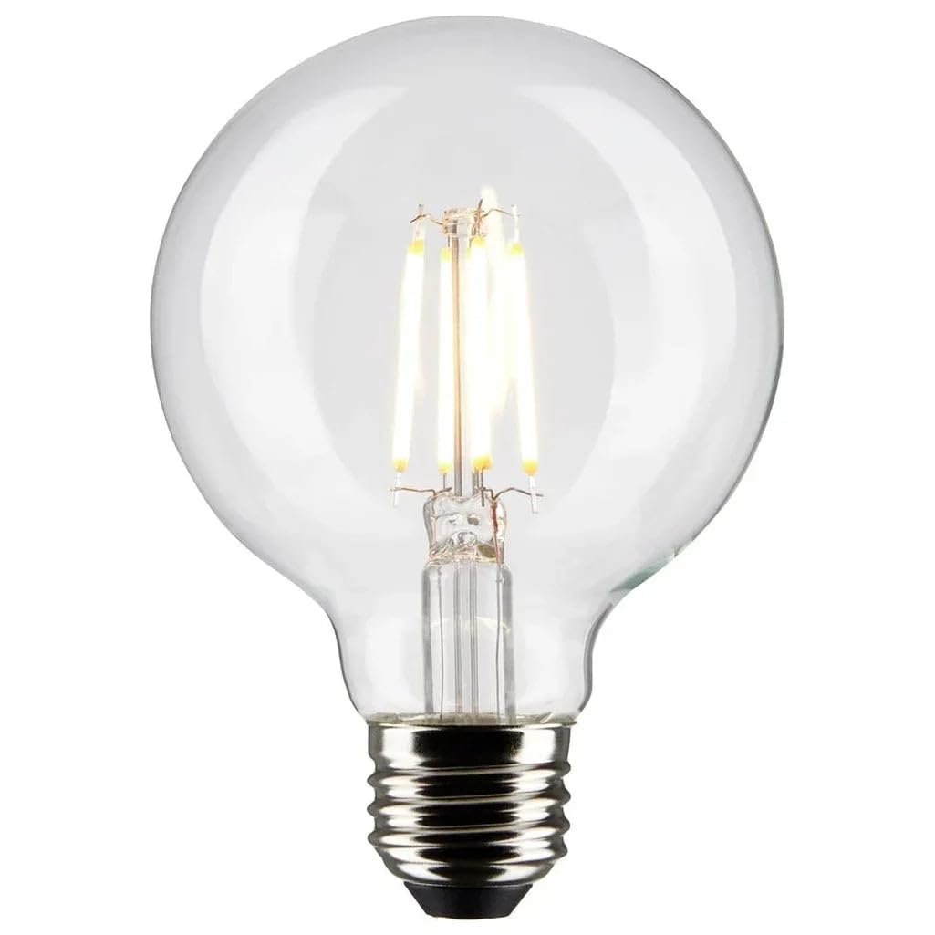 Satco 6-Watt LED Filament G25 Globe Light Bulbs, 3000K Soft White, 500 Lumen, E26 Medium Base, Dimmable, Wet Location, 6 Pack