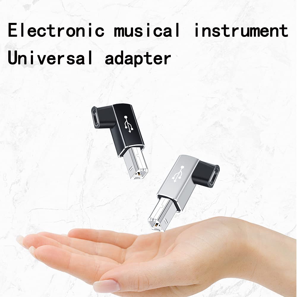 rgzhihuifz USB C Female to Midi 90 Degree Adapter, 2Pack Female USB C to Male USB B Printer Adapter, Compatible with Printers, MIDI, Eectric Pianos…