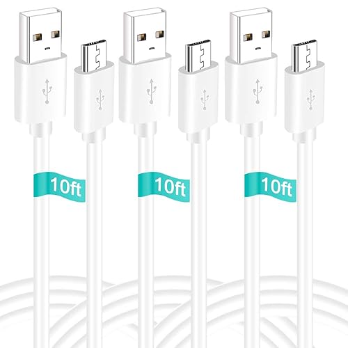 SIOCEN 3 Pack 10FT Micro USB Power Extension Cable Cord Compatible for Wyze Cam,WyzeCam Pan,YI Cam,YI Dome Home Camera,Kasa Cam,Oculus Go,Furbo