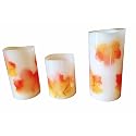 Flameless Real Wax Flickering Flame Fall Maple Leaf LED Candles Set of 3