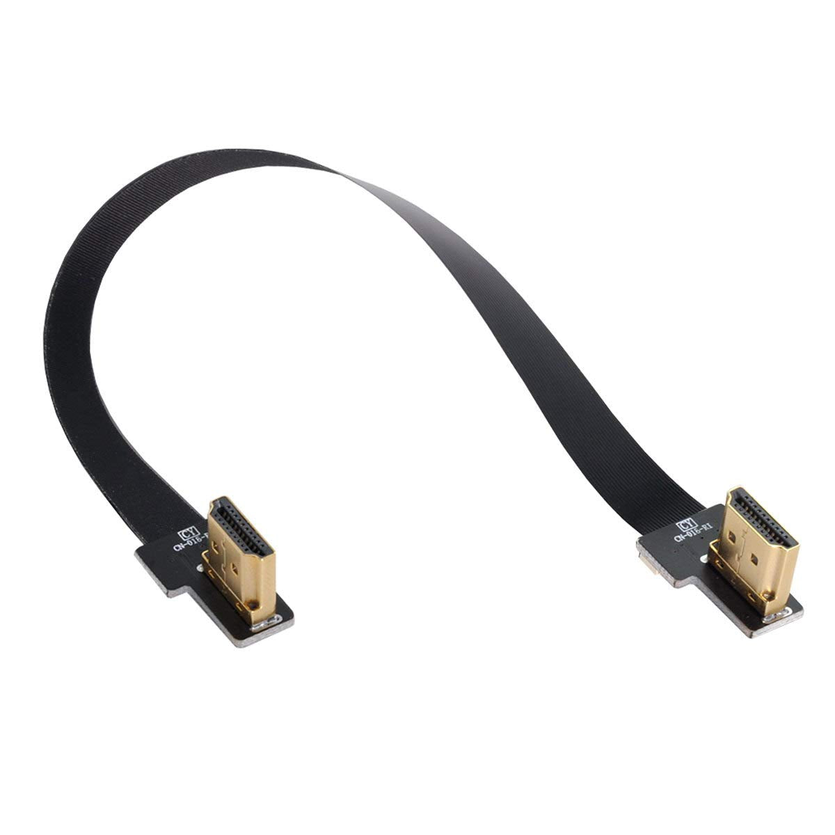 xiwai CYFPV Dual 90 Degree Right Angled HDMI Type A Male to Male HDTV FPC Flat Cable for FPV HDTV Multicopter Aerial Photography (0.8M)