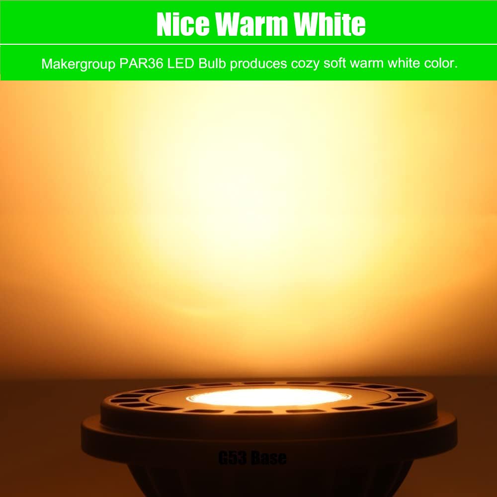 Makergroup PAR36 LED Landscape Light Bulb 10W, 12V Low Voltage Lighting, Waterproof Spotlight for Outdoor Yard Tree Light, In-Ground Well Light, Warm