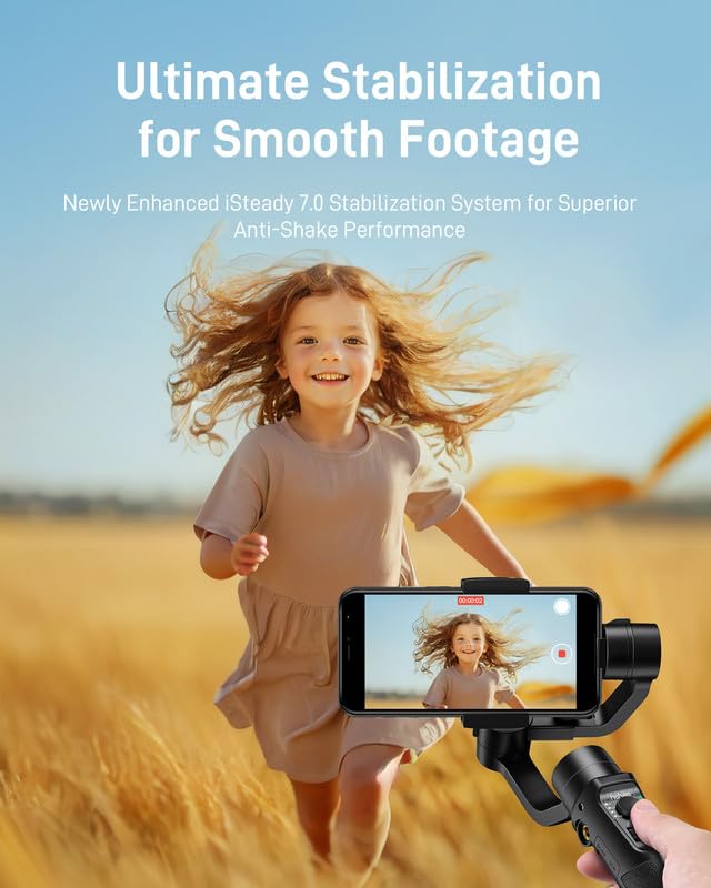 hohem iSteady Mobile Plus Gimbal Stabilizer for Smartphone, 3-Axis Phone Gimbal for Android and iPhone 15,14,13,12 PRO, Stabilizer for Video Recording