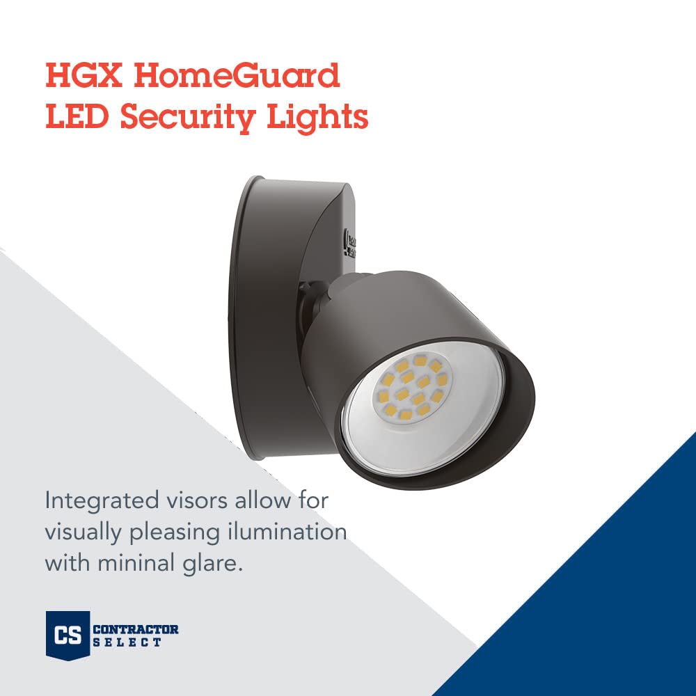 Lithonia Lighting HomeGuard 2-Light LED Outdoor Flood Lights, Wall or Ceiling Mount Outdoor Lights, 4000K Cool White, Round Heads, Dark Bronze (HGX