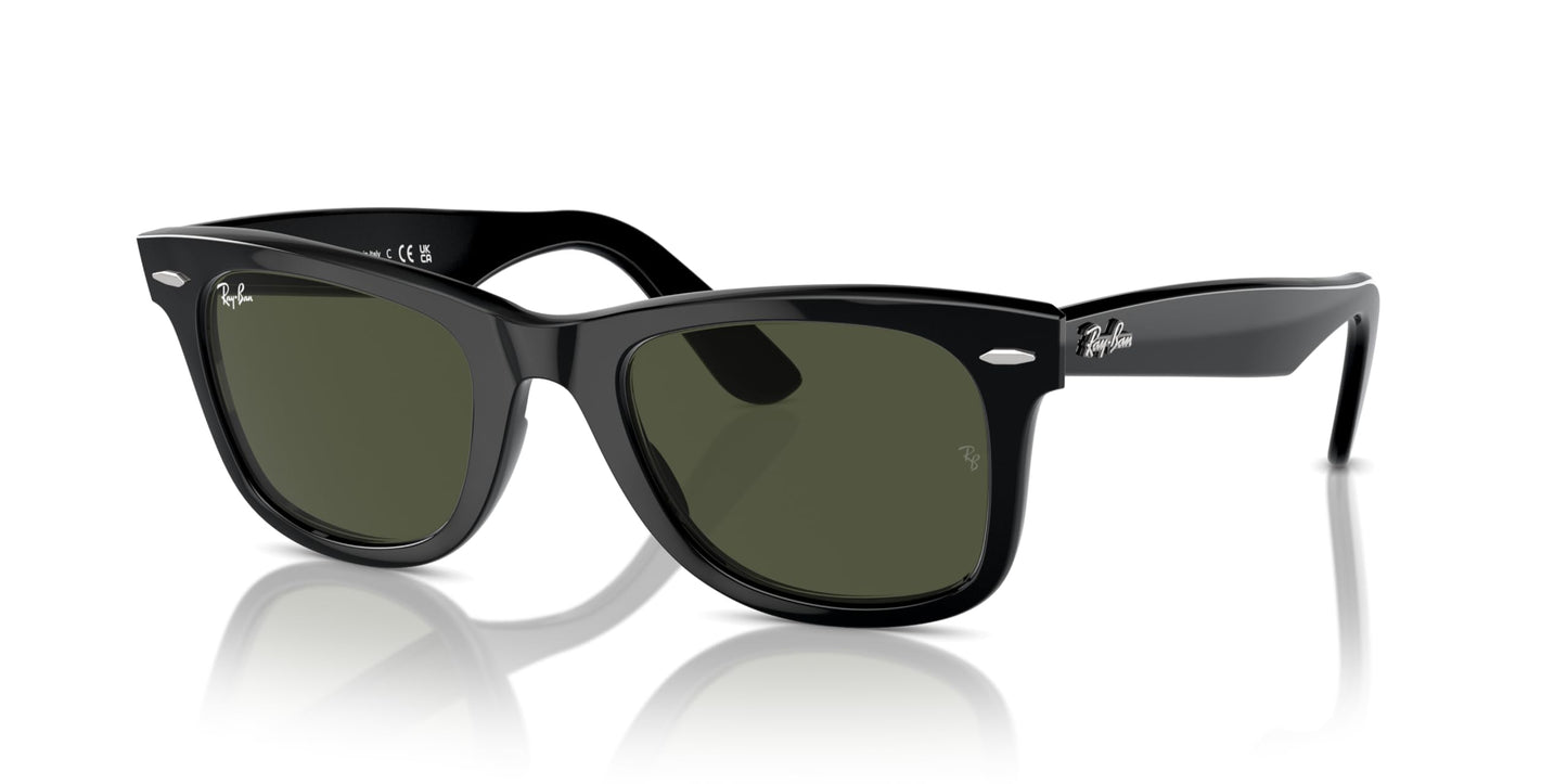 Ray-Ban RB2140 Original Wayfarer Sunglasses, Black/Green, 50 mm