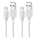 Smays USB to Micro USB Cable 3ft Charging Cord White 2-Pack