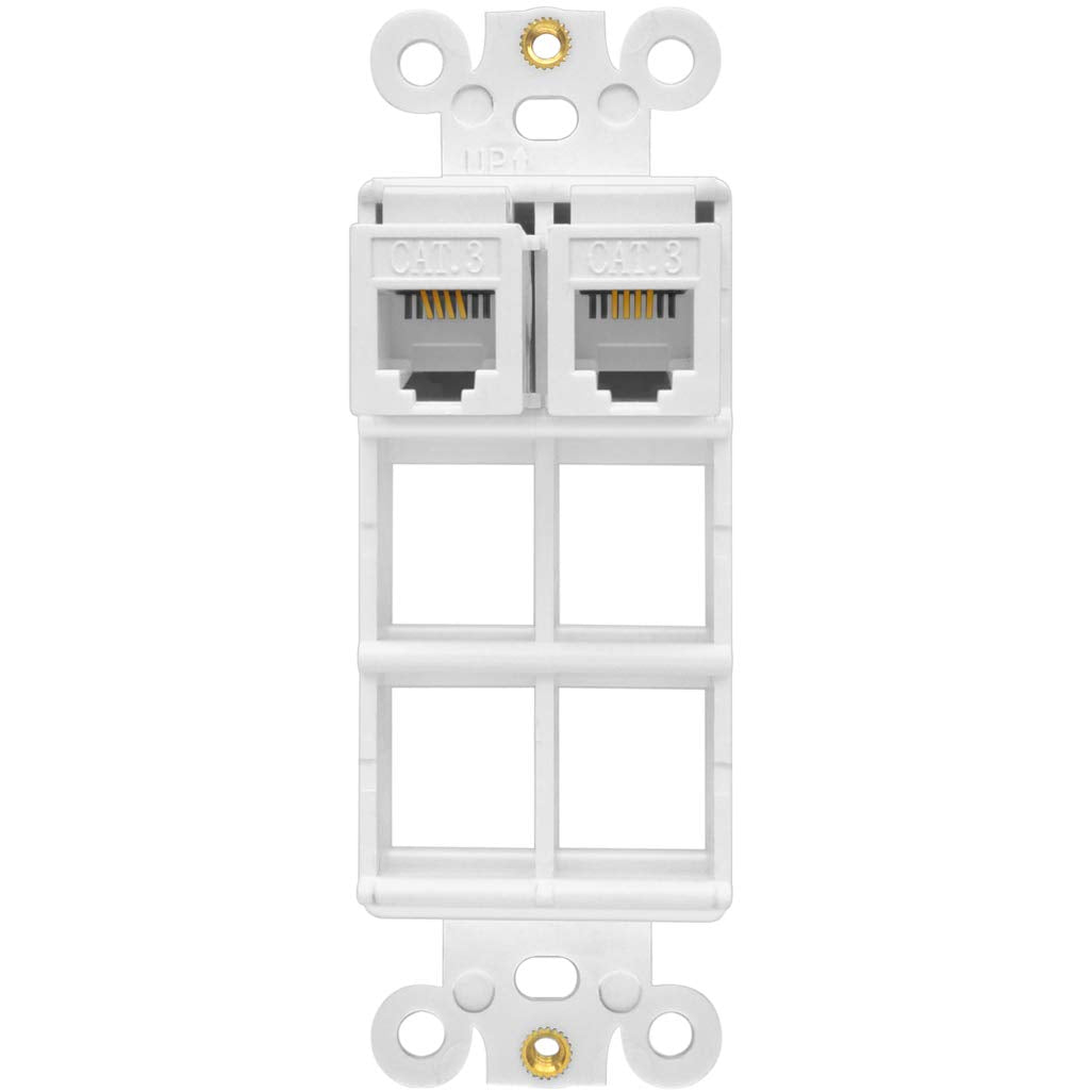 NECABLES 5Pack CAT3 Telephone Keystone Jack Phone Keystone Coupler RJ11 6P4C Female to Female White