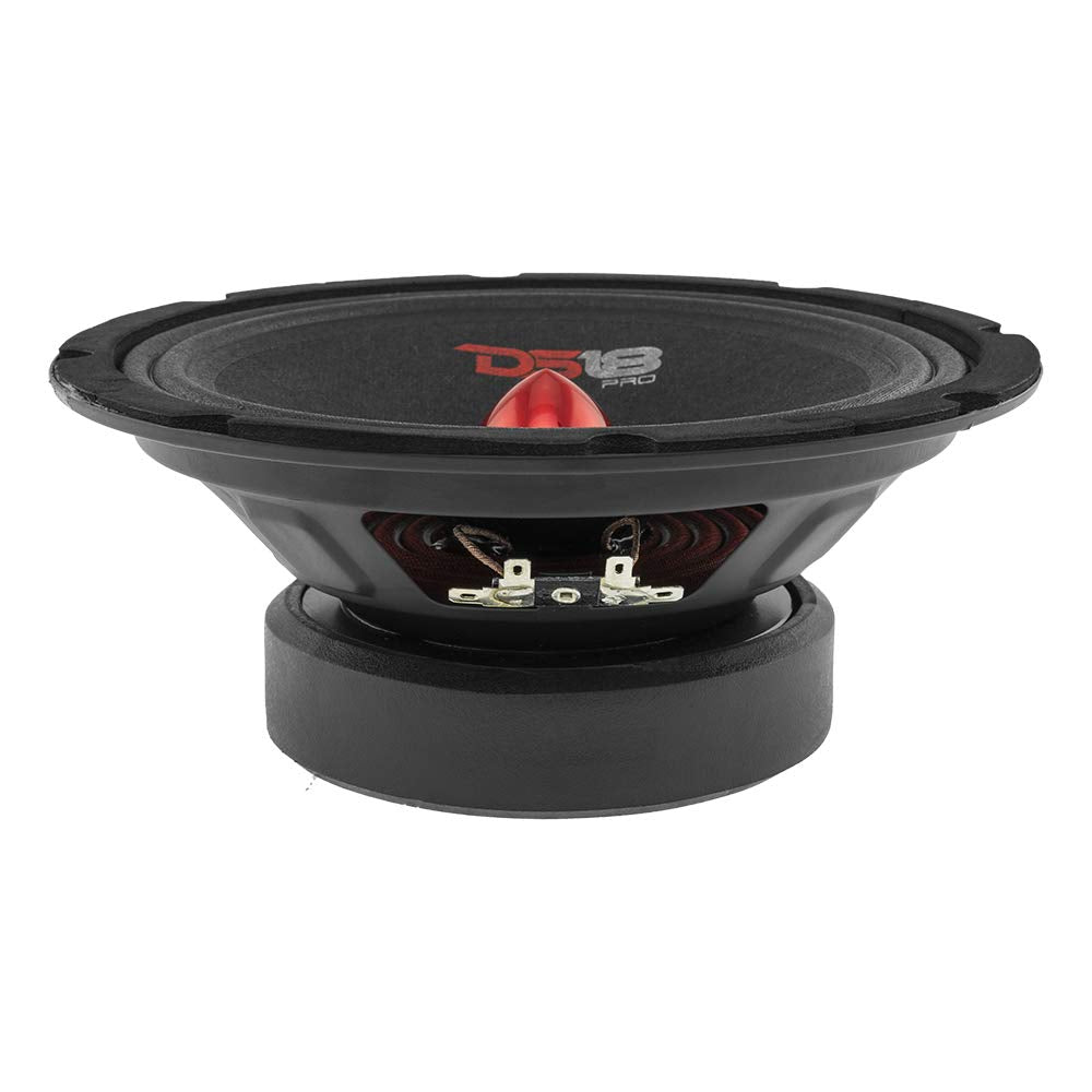 DS18 PRO-GM8B Loudspeaker - 8", Midrange, Red Aluminum Bullet, 580W Max, 190W RMS, 8 Ohms - Premium Quality Audio Door Speakers for Car or Truck