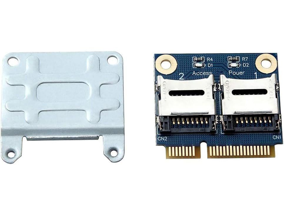 Sintech Dual Micro SDXC SDHC SD to Mini PCI-e Adapter Card with Half Bracket