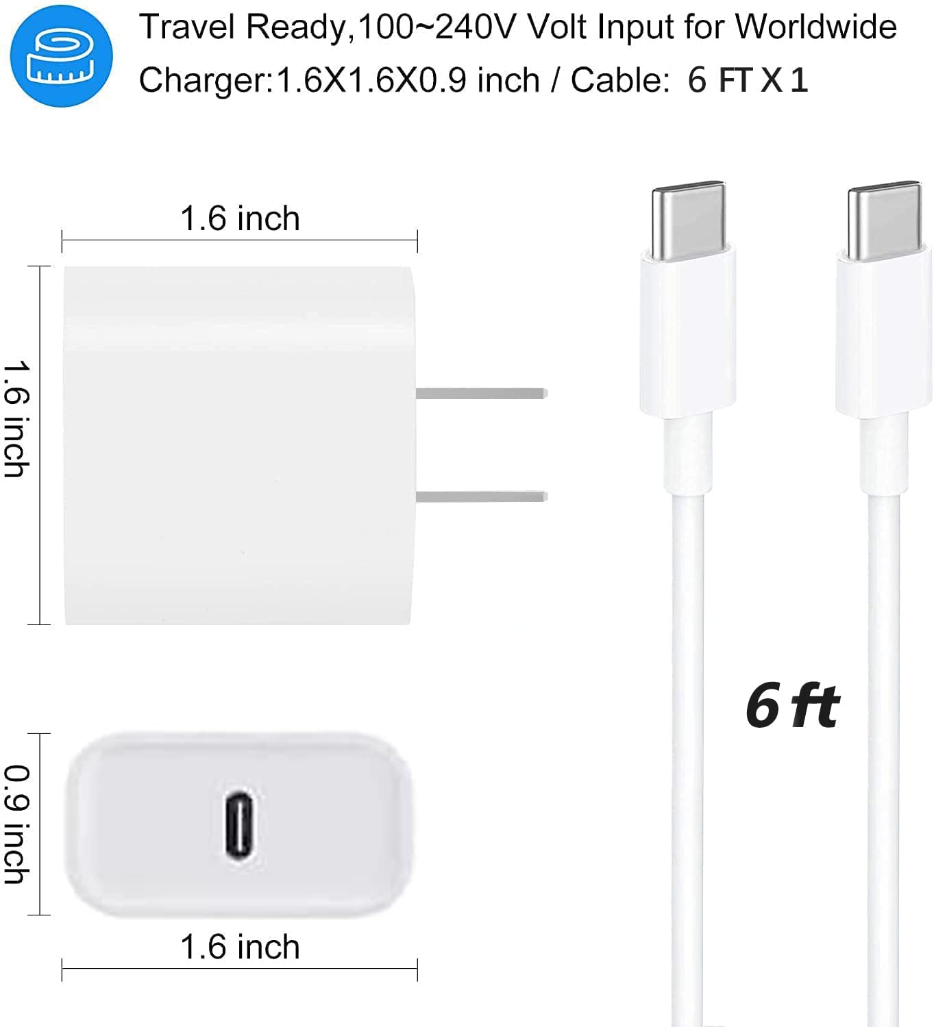 USB C Fast Charger for Apple iPad Pro 13/12.9/11 in 2026-2018,iPad 11th(A16),iPad Air 5th/Mini 7th,iPhone 17/16/15 Series,USB C Charger Fast Charging