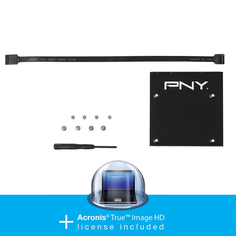 PNY Mounting kit for SSD or HDD 2.5 "Internal Bay, USB 3.0 Enclosure and cloning Software.