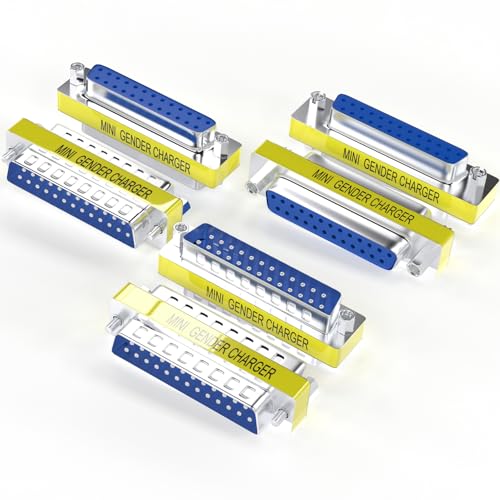 Warmstor 6-Pack DB25 25Pin Female to Female Male to Male Mini Gender Changer Coupler Adapter RS232 Serial Cable Connector