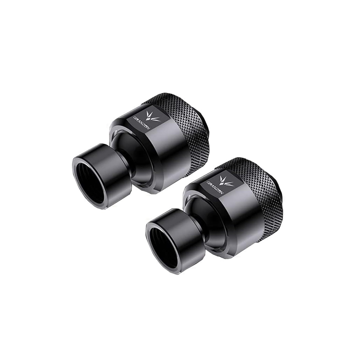 GRANZON 2-Pack G1/4" Male to Female Extender Connector 90°/45°Rotary Elbow Enhance Multi-Direction Rotary Fittings for PC Water Cooling System (Black)