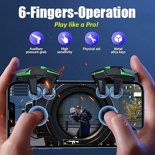Mikirini 13 in 1 Mobile Phone Gaming Triggers Combo Kits for iPhones/Android Phones, Mobile Phone Game Controller for PUBG Mobile/Call of Duty/Apex