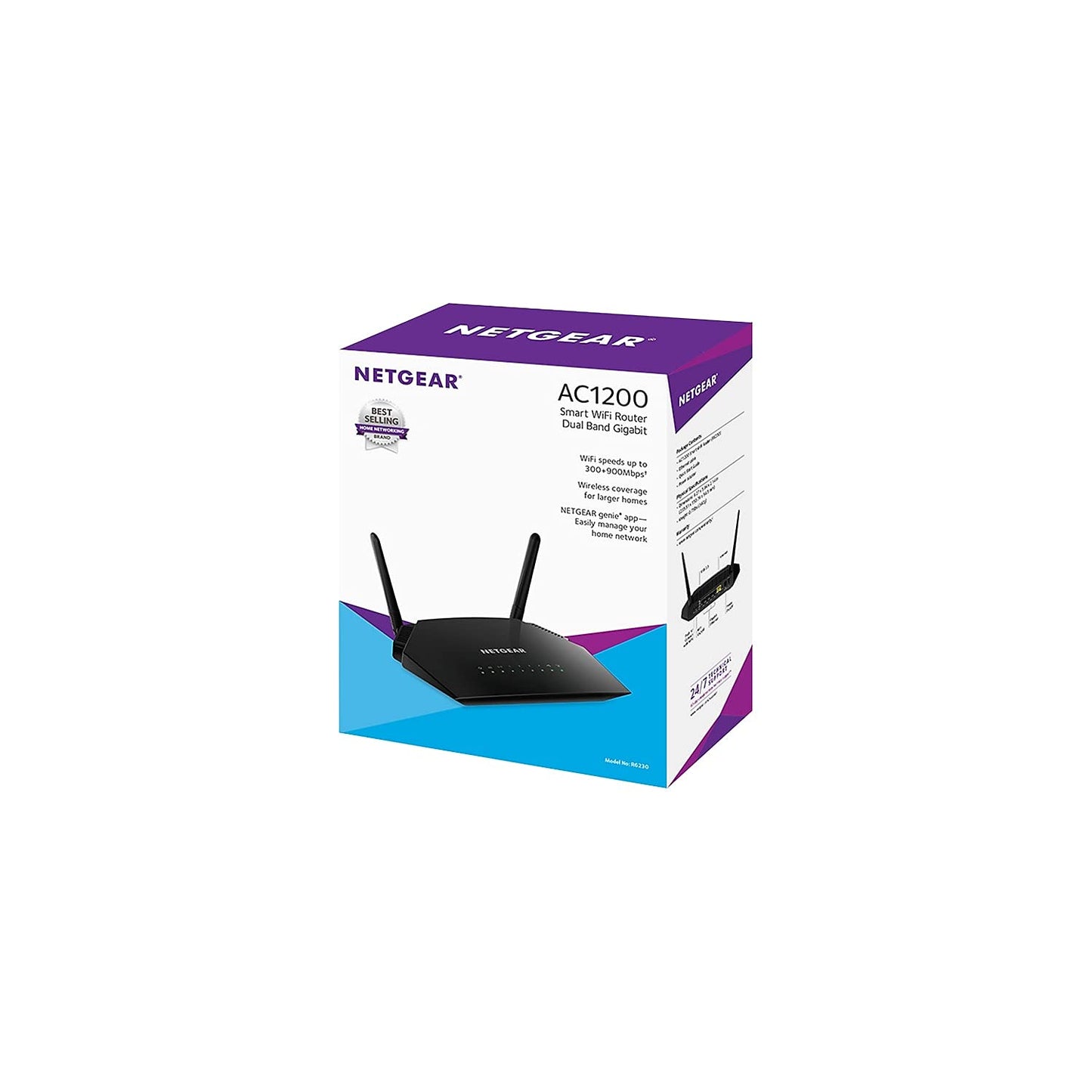 NETGEAR WiFi Router (R6230) - AC1200 Dual Band Wireless Speed (up to 1200 Mbps) | Up to 1200 sq ft Coverage & 20 Devices | 4 x 1G Ethernet and 1 x 2.0