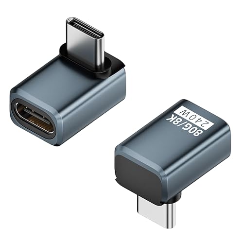 WITRN USB C Adapter PD 240W 80Gbps for Thunderbolt 5/4/3, Male to Female Extender USB4 2.0 L Shape Connector with 8K@60Hz 120Gbps Video for iPad…