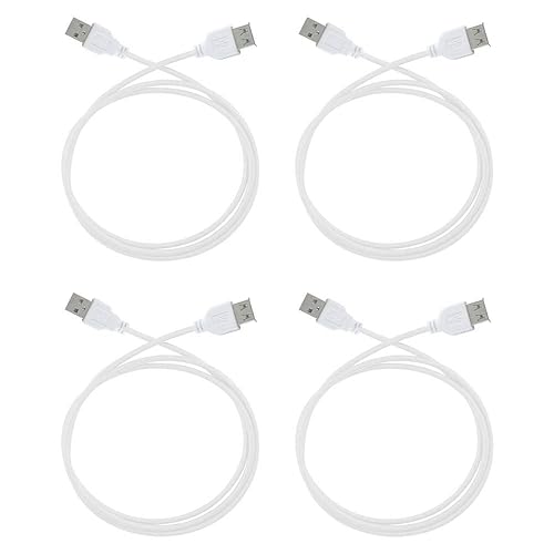 Harper Grove USB Extension Cable, 3FT 4 Pack USB 2.0 A Male to Female Extension Cable, White, for USB 2.0 devies