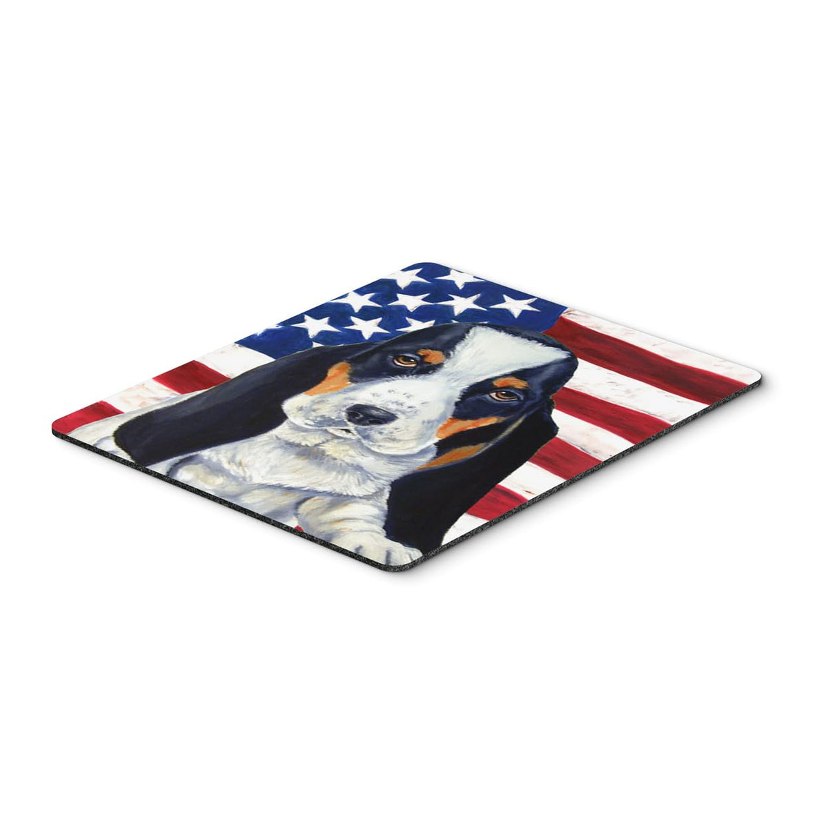 Caroline's Treasures LH9015MP USA American Flag with Basset Hound Mouse Pad, Hot Pad or Trivet for Home Office Gaming Working Computers Laptop Mouse