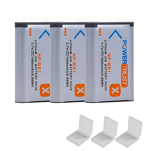 PowerTrust 3X NP-BX1 Battery for Sony NP BX1/M8 Cyber-Shot DSC-HX80 RX1 RX1R RX100 RX1RII H400 HX300 HX50V HX90V WX300 WX350 HDR-AS10 Cameras