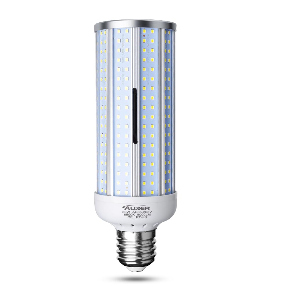Auzer 80W LED Corn Light Bulb, Large Mogul E39 Base, 8000-Lumen, 6500K Daylight Cool White, AC 85V-265V, LED Corn Bulb for Large Area Garage Factory