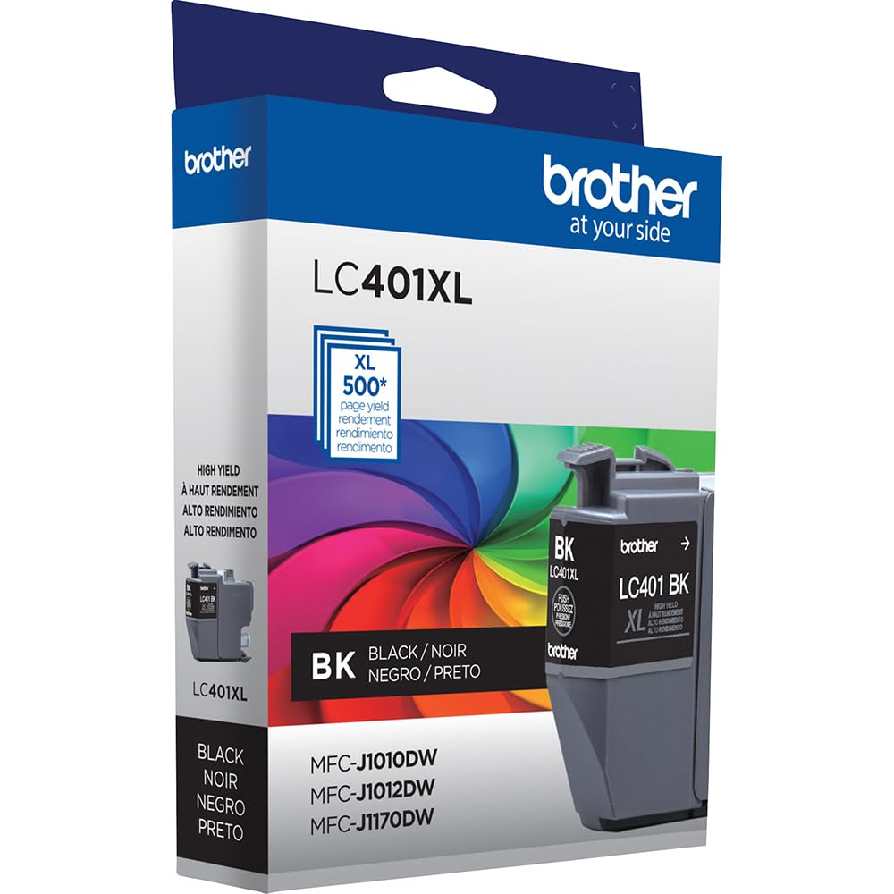 Brother Genuine LC401XLBK Black High Yield Ink Cartridge, Bundle with Deco Essentials Printer eBook for MFC-J1010DW, MFC-J1170DW