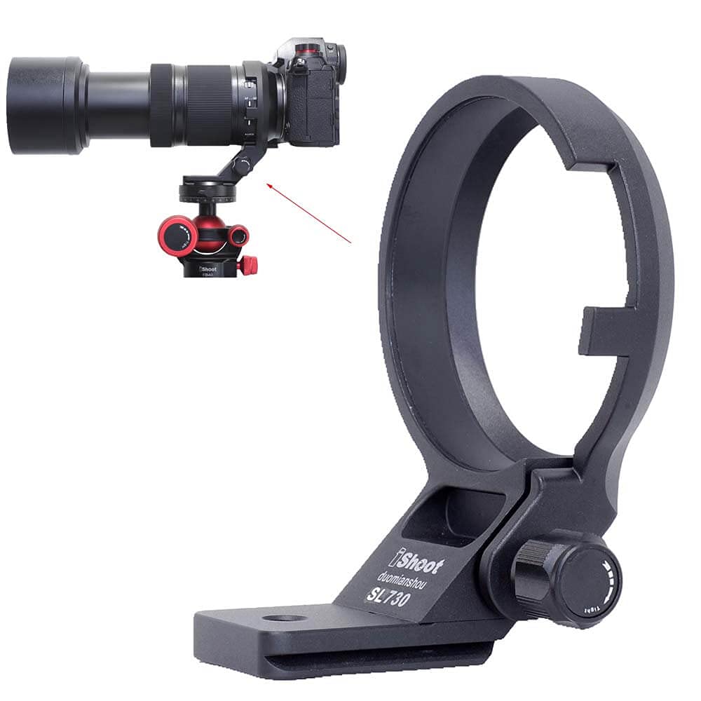 iShoot Lens Collar Tripod Mount Ring Socket Compatible with Panasonic Lumix S 70-300 f/4.5-5.6 Macro OIS, Metal Lens Support Holder Bracket Bottom is