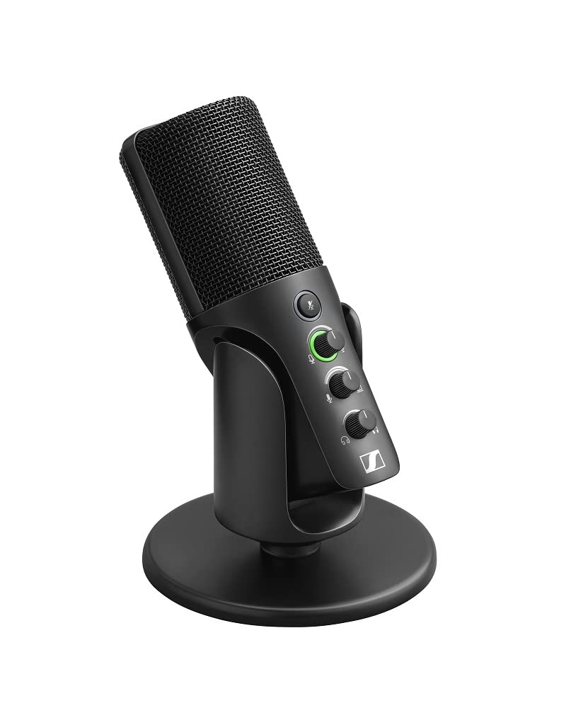 SENNHEISER Professional Profile - USB Cardioid Condenser Microphone & Table Stand, 1.2 m USB-C Cable - Mute Button, Built-in Headphone Jack, Gain, Mix