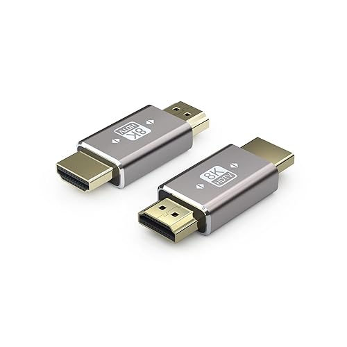 SOMDARHK 8K HDMI Adapter Male to Male 2 Pack, HDMI Connector Gold Plated HDMI 2.1 Adapter 180 Degree, 8K@60Hz Compatible with Laptop, Monitor