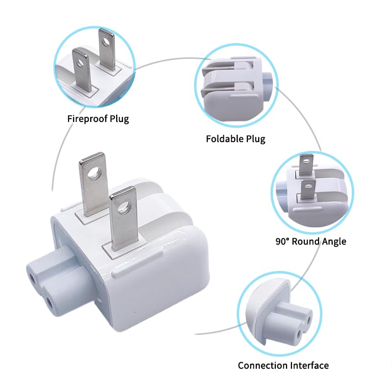 AC Power Adapter US Plug Folding Charger Duck Head Wall Plug Converter Travel Replacement Charge Adapter Standard Plug Duck Head Compatible