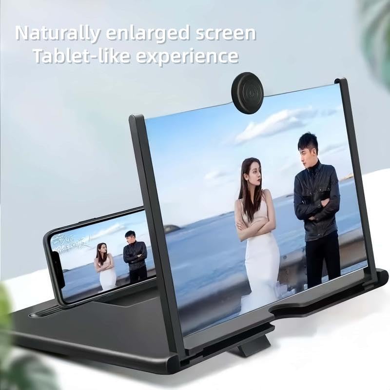 Mobile Phone Magnifier - Ultra-HD Screen Magnifier for Easy TV Viewing Orientation for Landscapes (Black)