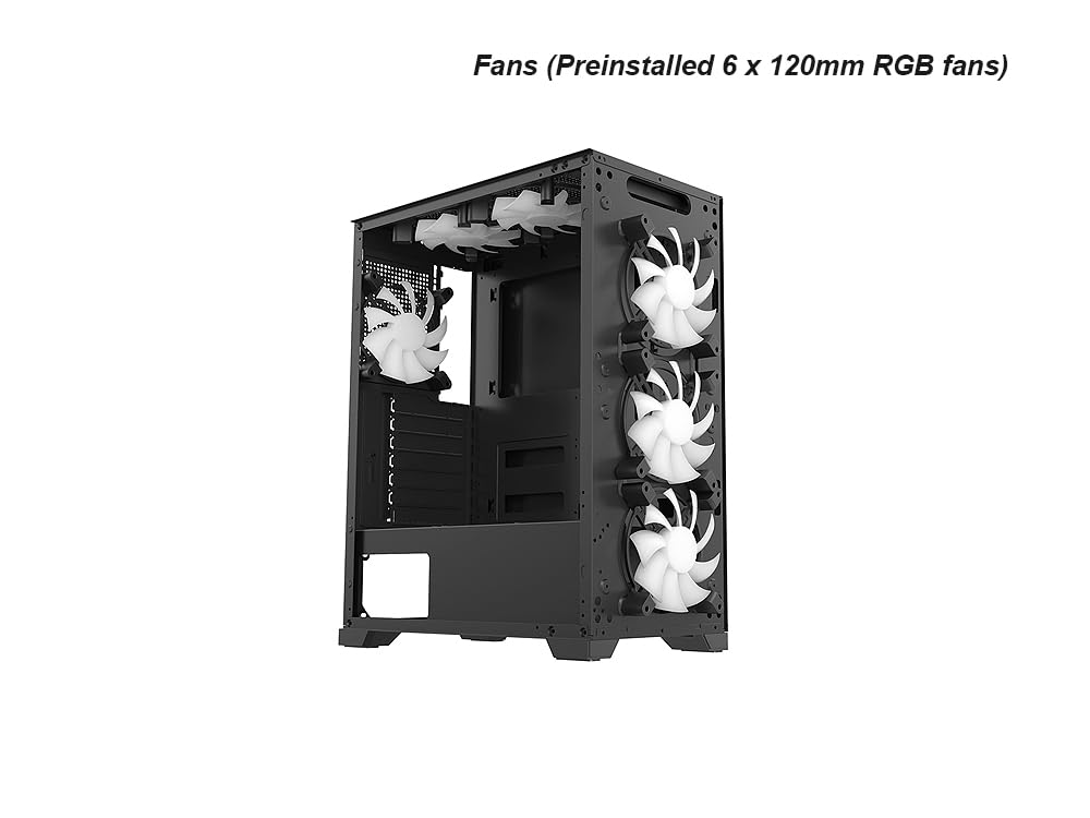 Bluegears b-Knights RGB Gaming Case Preinstalled with 6 x RGB 120mm Fans, Front Mesh Cover, and Side Tempered Glass for Extreme Cooling and Lighting