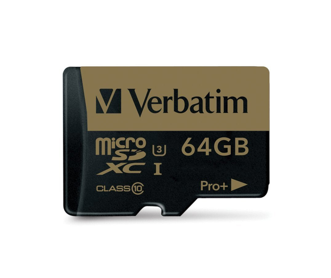 Verbatim 64GB ProPlus 600X microSDXC Memory Card with Adapter, UHS-1 U3 Class 10, 44034