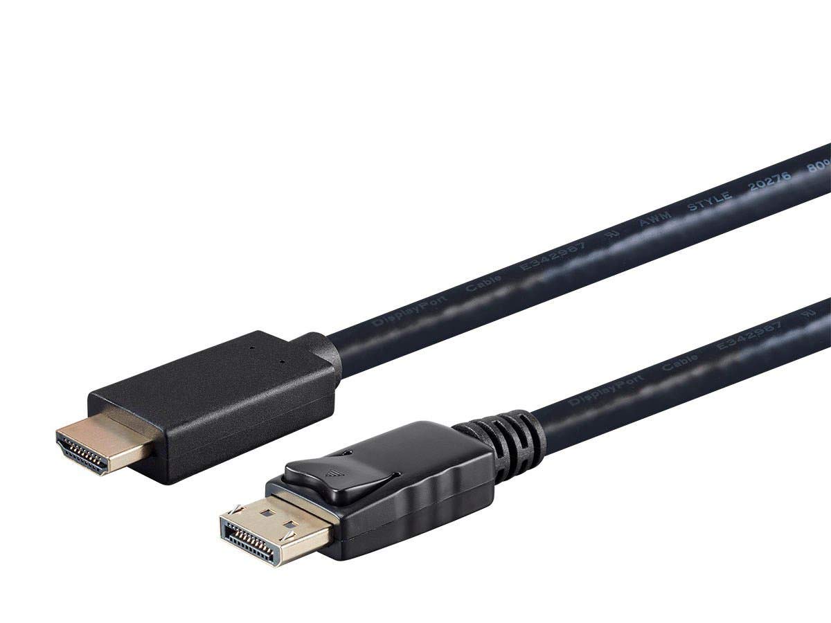 Monoprice DisplayPort 1.1 to HDTV Cable, 4K@24Hz, 1080p@60Hz, 48-bit Deep Color, Gold Plated Connectors, 6 Feet, Black