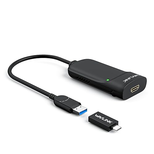 WAVLINK USB 3.0/USB C to HDMI Universal Video Adapter, Displaylink HDMI Adapter Supports up to 6 Monitor, Compatible with Windows 11/10, MacOS (M1-M5