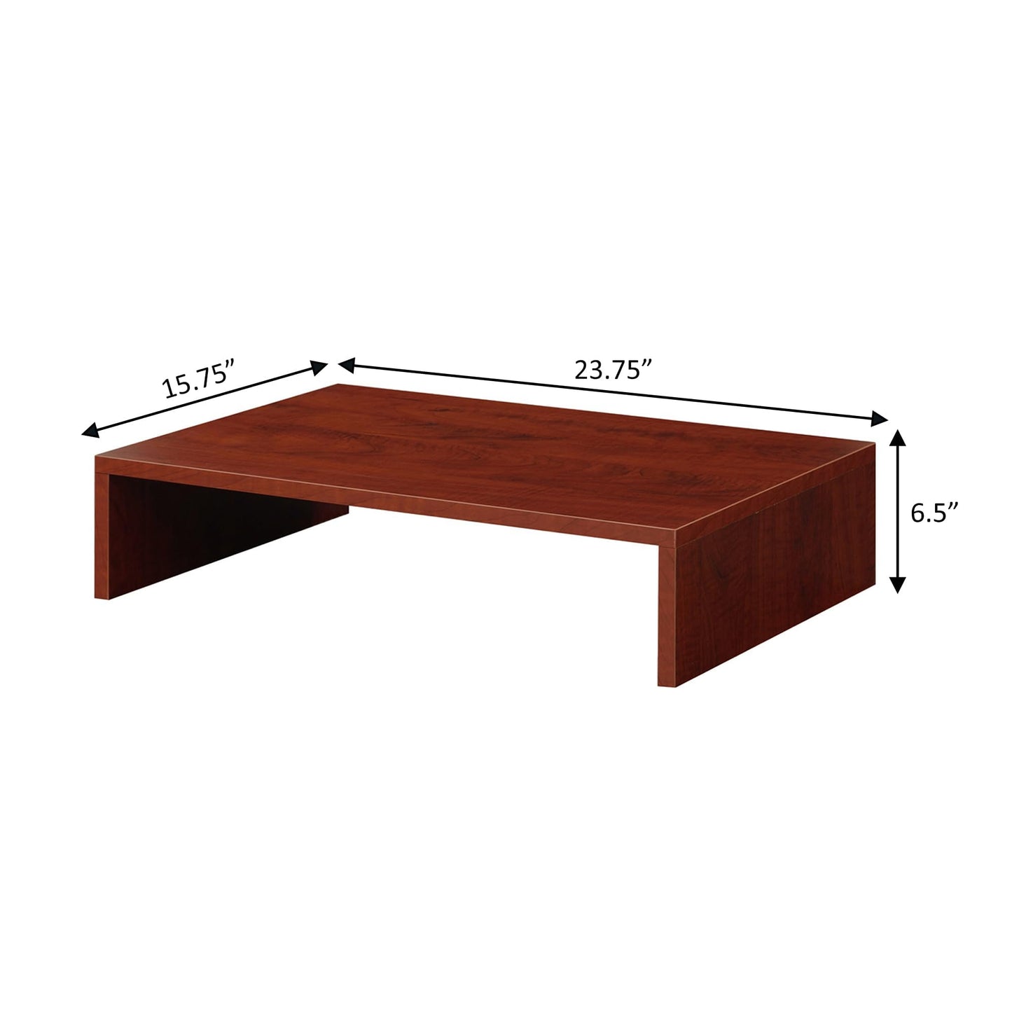 Pemberly Row Small Monitor Riser, 23.75 x 15.75 x 6.5 in, Cherry Finish, Compact Design with Storage Space, Easy Assembly, Perfect for Office Desk or