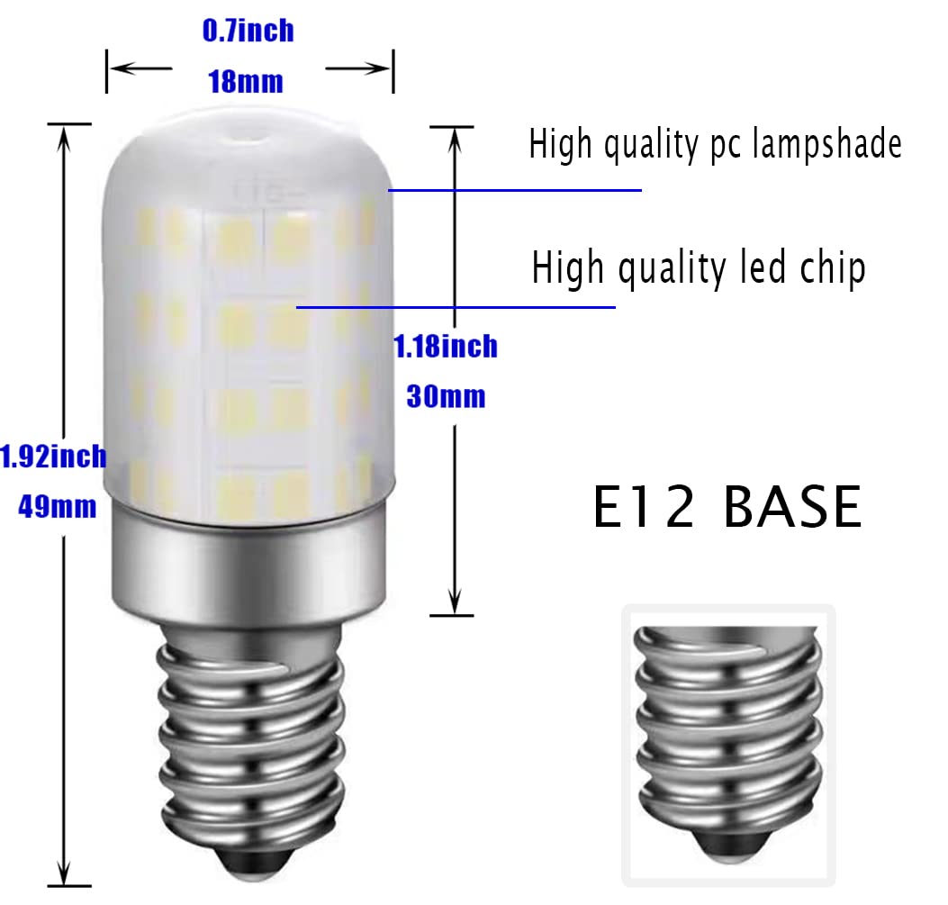 E12 Led Light Bulb 4W Equivalent 40W C7 Replacement Bulbs Clear Type B Candelabra Base Bulbrite Non-Dimmable Daylight White 6000K 5Pack