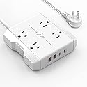 USB-C Power Strip 20W Fast Charging, AiJoy 5 FT Extension Cord, 4 AC Outlets & 4 USB Ports, Wall Mount Compact Surge Protector for Home Desk