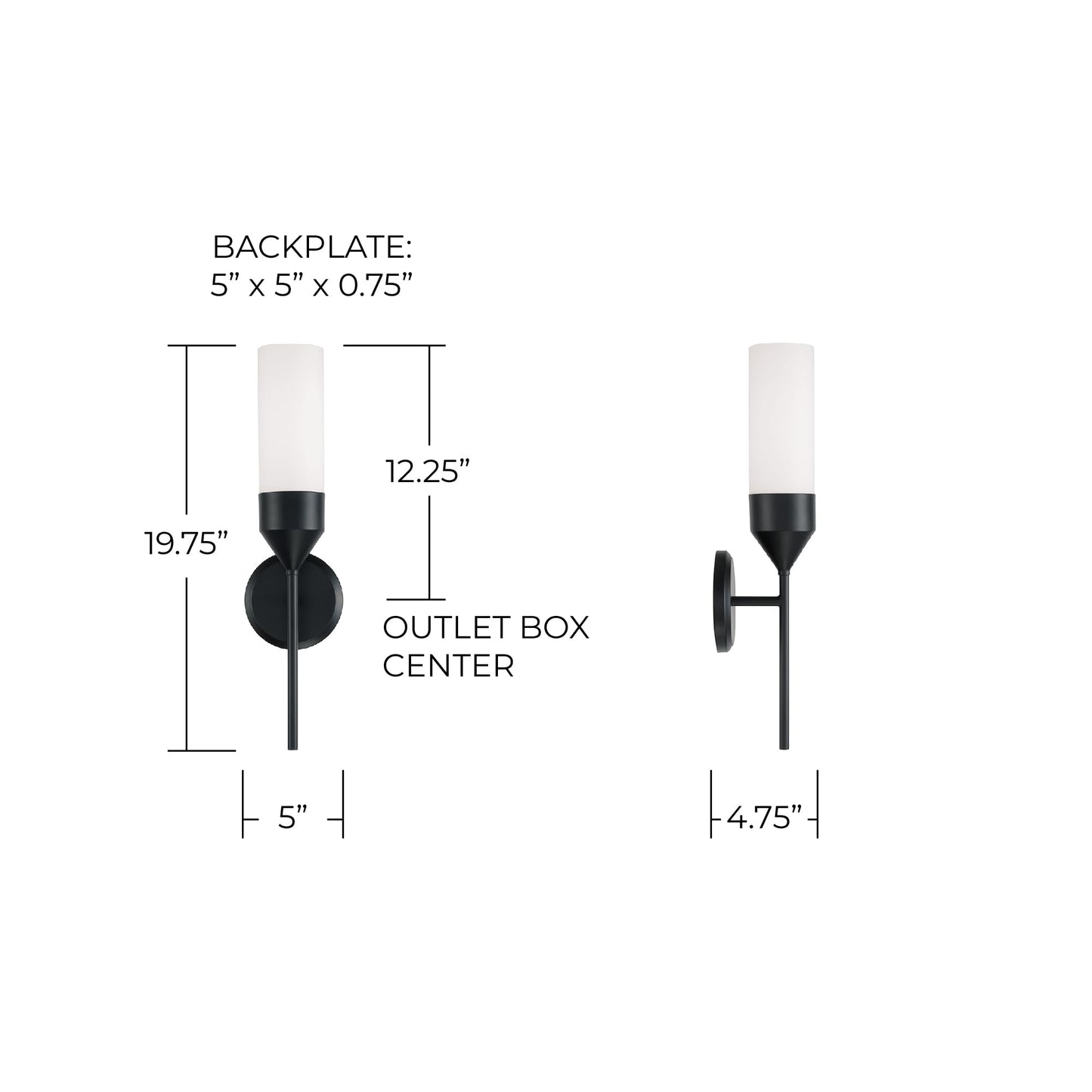 Capital Lighting 652411MB Devon Modern Contemporary Minimalistic Soft White Glass Cylinder Wall Sconce Light, 1-Light 100 Watt, 20" H x 5" W, Matte